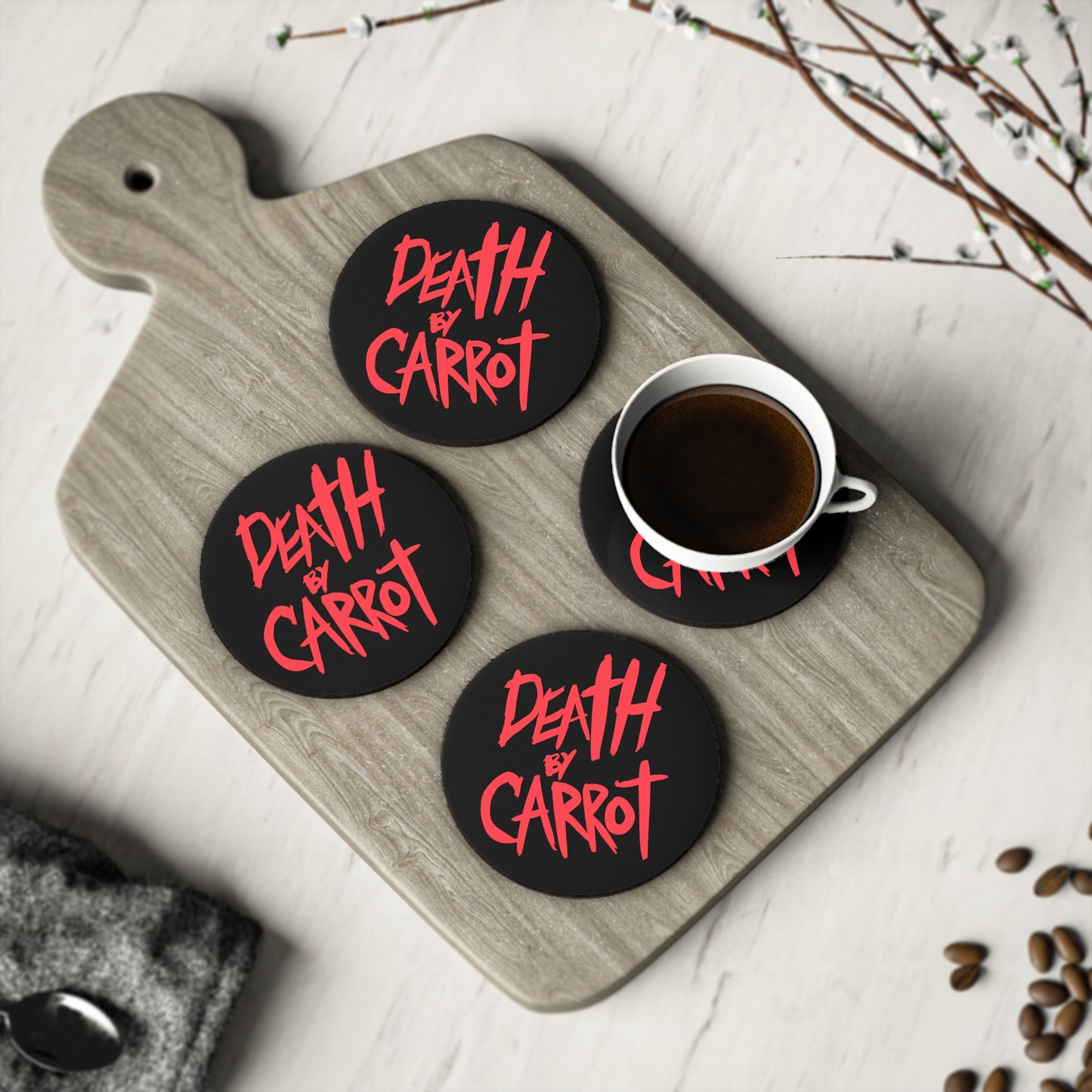 Death by Carrot Logo Coaster